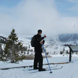 Skiing Mammoth Hot Springs in Yellowstone
